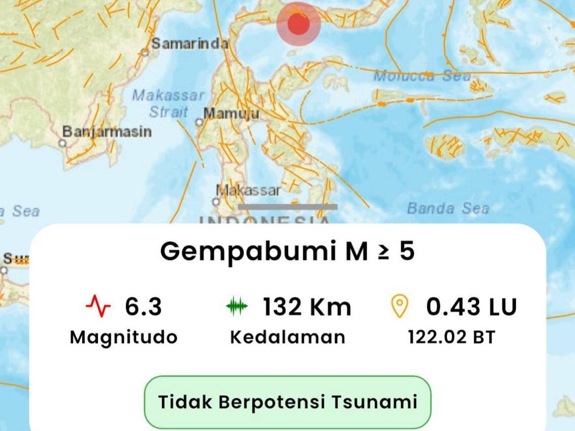 Gempa Magnitudo 6,3 Guncang Pohuwato Dini Hari, Getaran Terasa Hingga Berau