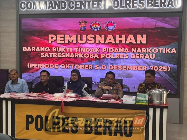 18 Kasus Narkotika Terbongkar, Polres Berau Musnahkan 3,2 Kg Sabu
