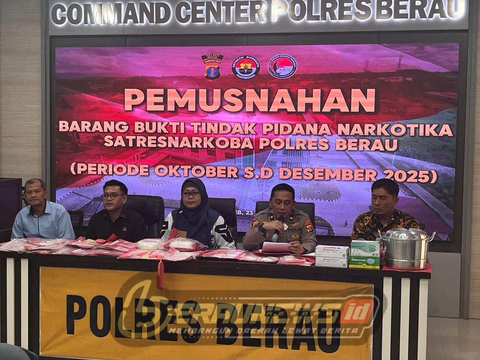 18 Kasus Narkotika Terbongkar, Polres Berau Musnahkan 3,2 Kg Sabu