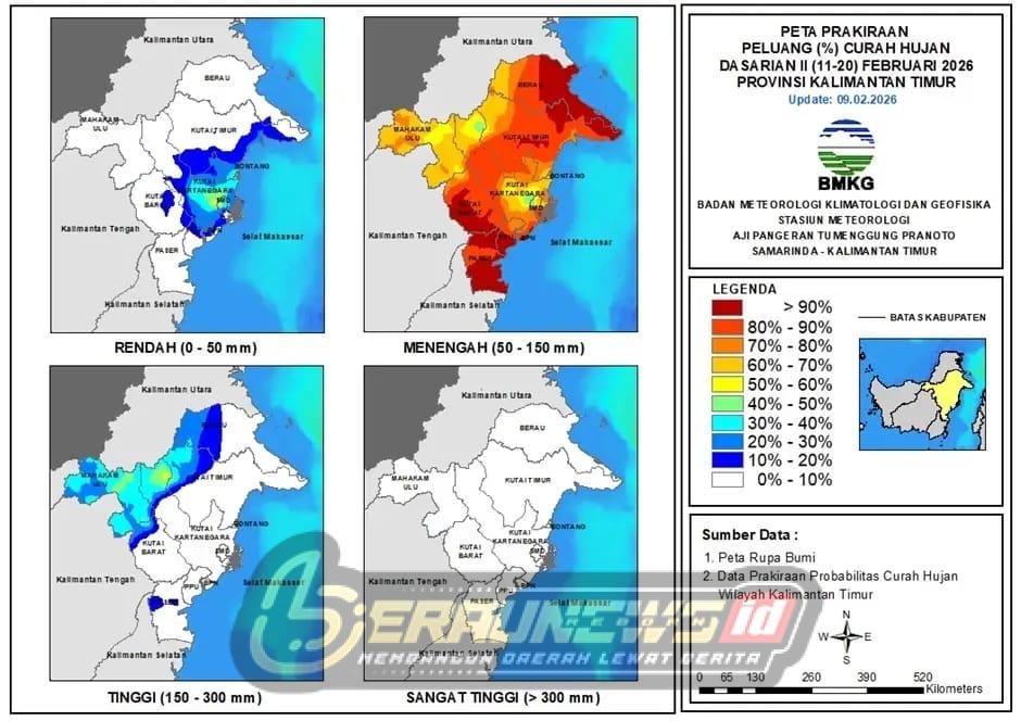 Hujan Mengguyur Kaltim Sepekan ke Depan, BMKG: Mayoritas Wilayah Masih Kategori Menengah