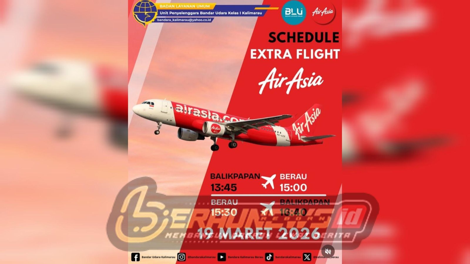Kabar Baik untuk Pemudik, Penerbangan Tambahan AirAsia Segera Hadir di Berau