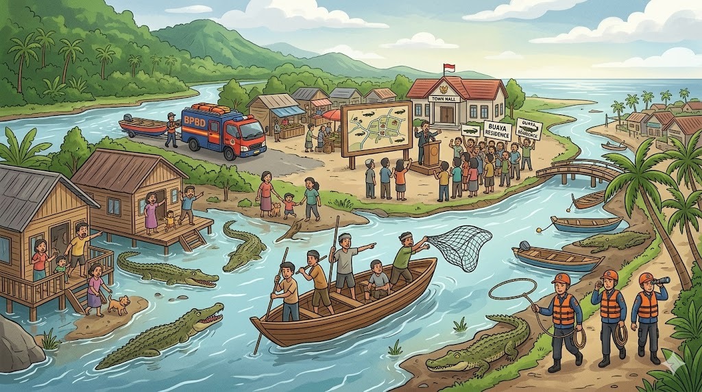 Buaya Muncul di Permukiman, BPBD Berau Akui Keterbatasan Penanganan