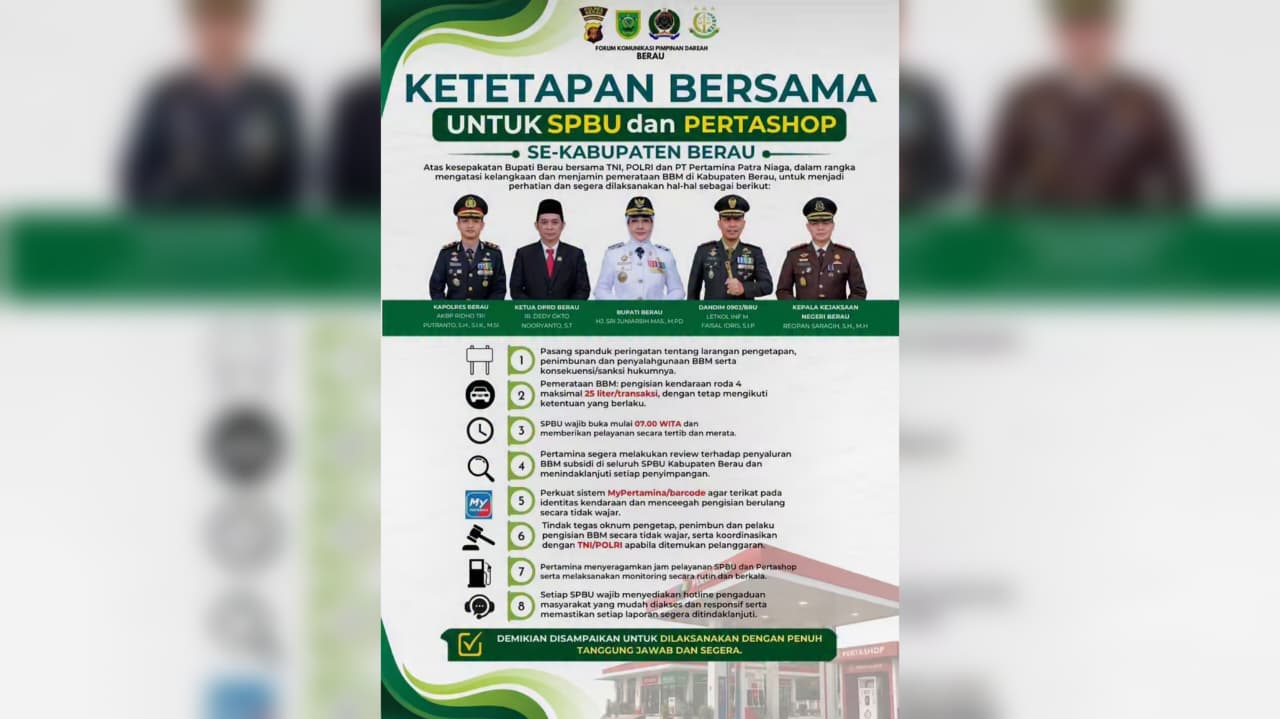 Delapan Aturan Baru SPBU di Berau: Mobil Maksimal 25 Liter, Hotline Pengaduan Wajib Tersedia