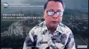 Djoko Sumardiono tampil dalam konferensi pers virtual BMKG tentang prediksi musim hujan Kalimantan Timur